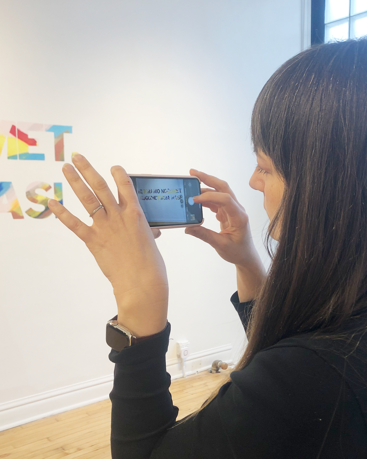 Vida Sačić documenting her mural